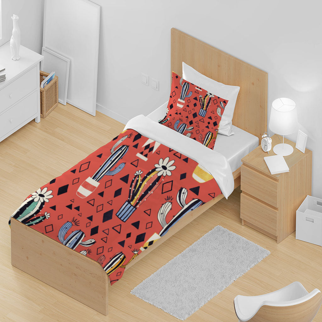 3D Cartoon Cactus Triangle Rhombus Quilt Cover Set Bedding Set Duvet Cover Pillowcase 1396