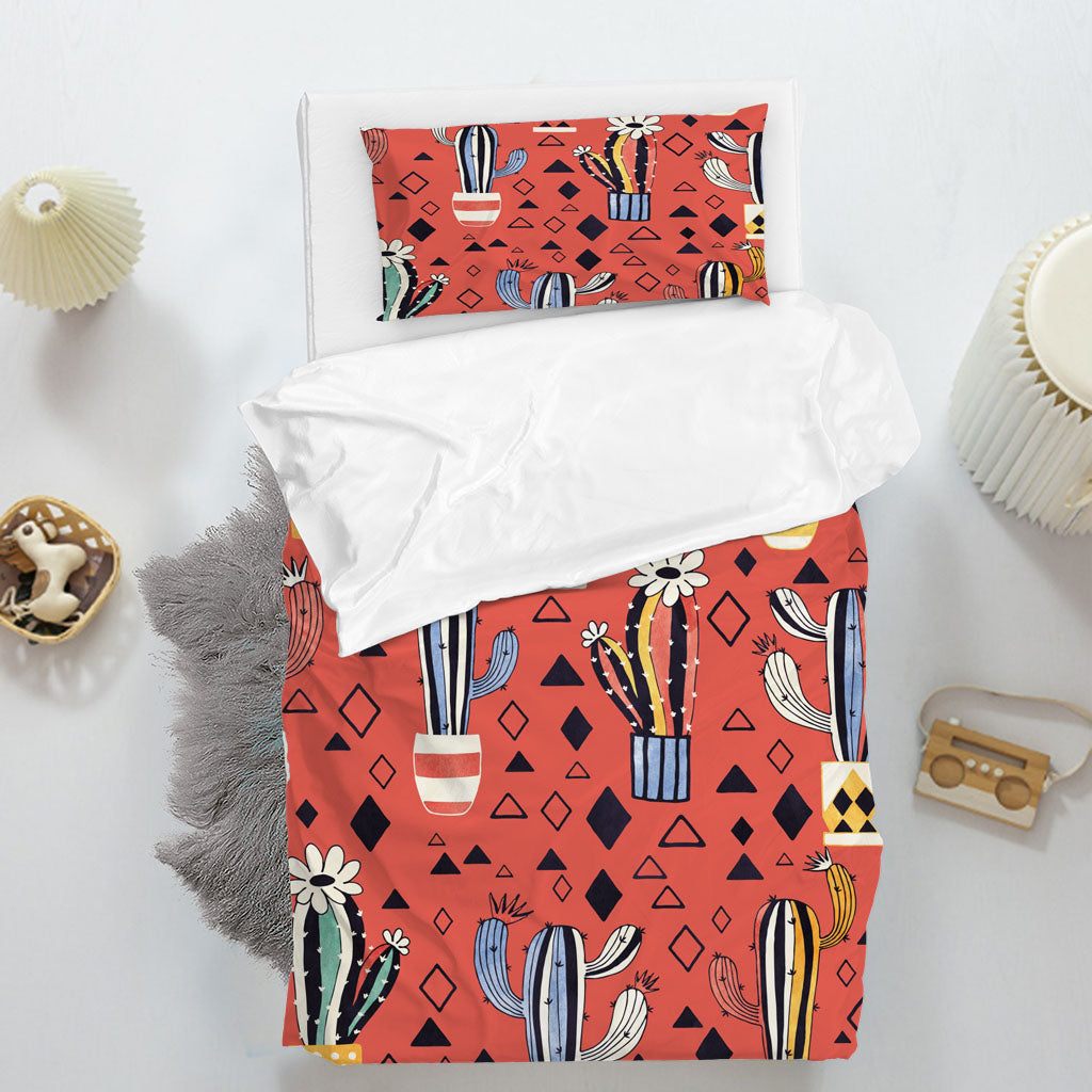 3D Cartoon Cactus Triangle Rhombus Quilt Cover Set Bedding Set Duvet Cover Pillowcase 1396