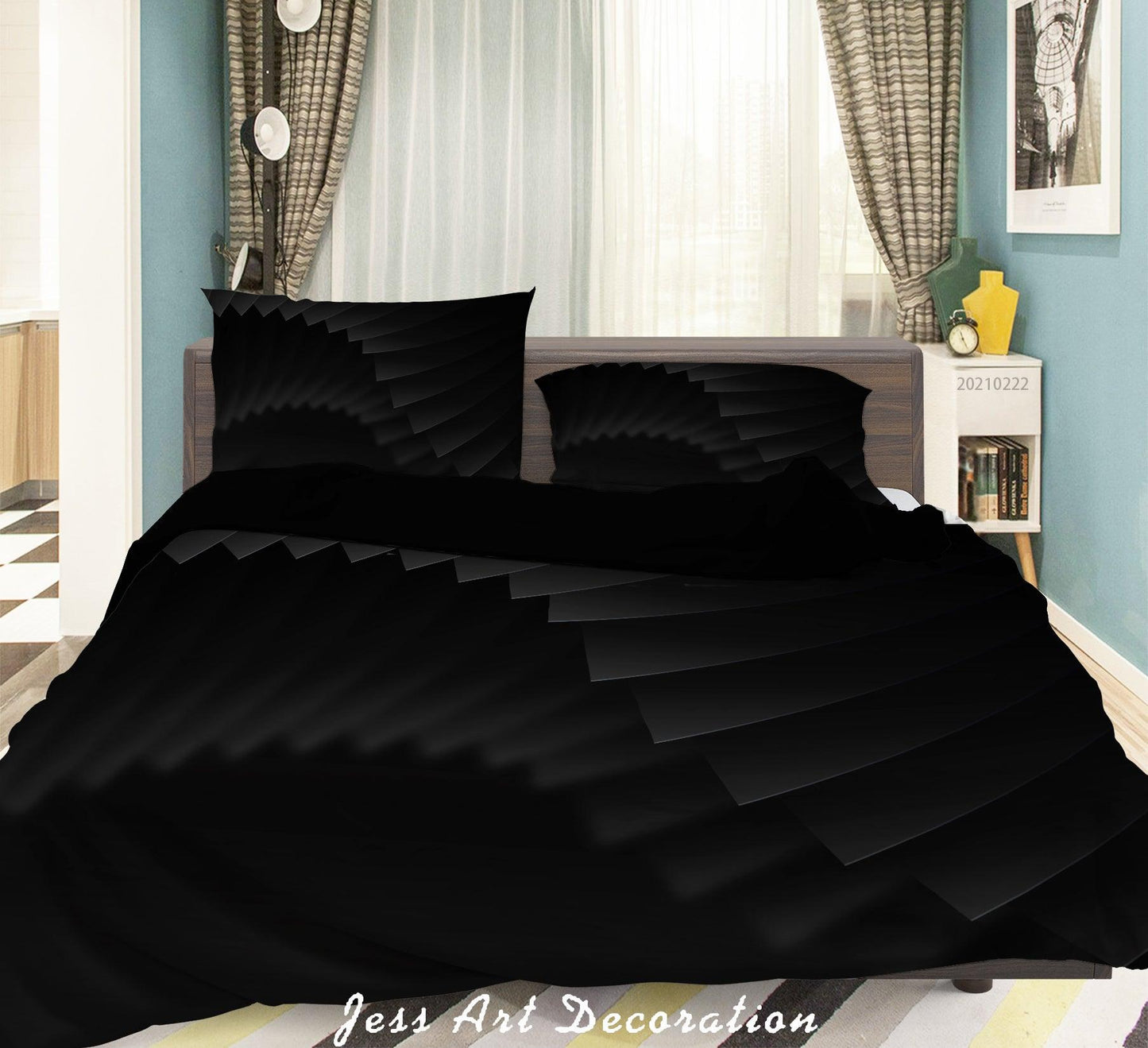 3D Abstract Black Stairs Quilt Cover Set Bedding Set Duvet Cover Pillowcases 166