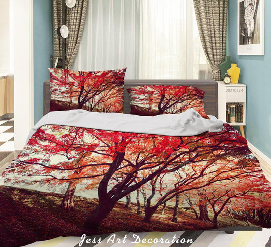 3D Autumn Maple Tree Quilt Cover Set Bedding Set Duvet Cover Pillowcases 148 LQH