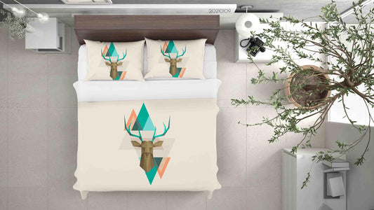 3D Cartoon Animal Elk Triangle Quilt Cover Set Bedding Set Duvet Cover Pillowcases 75 LQH