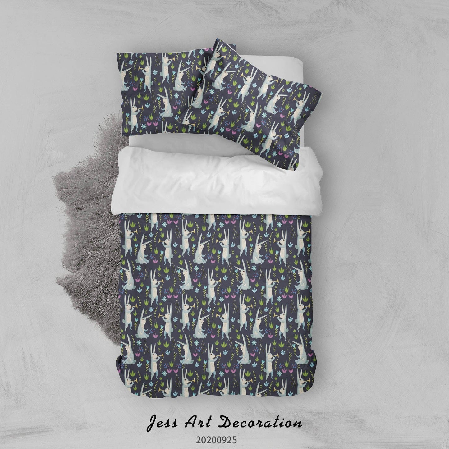 3D Cartoon Animal Rabbit Pattern Quilt Cover Set Bedding Set Duvet Cover Pillowcases WJ 6502