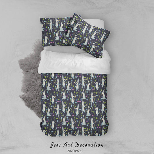 3D Cartoon Animal Rabbit Pattern Quilt Cover Set Bedding Set Duvet Cover Pillowcases WJ 6502