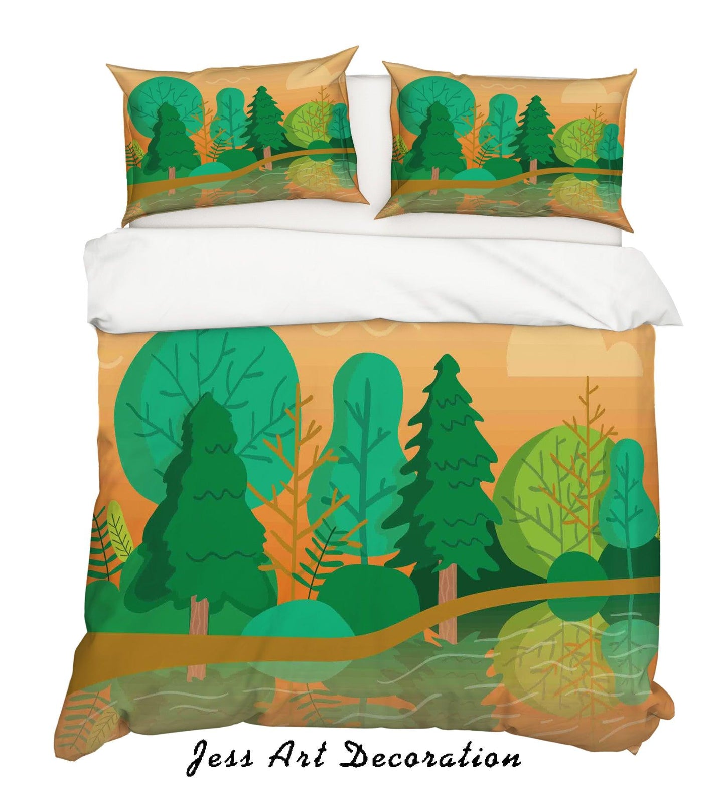 3D Cartoon Green Plant Quilt Cover Set Bedding Set Pillowcases 3