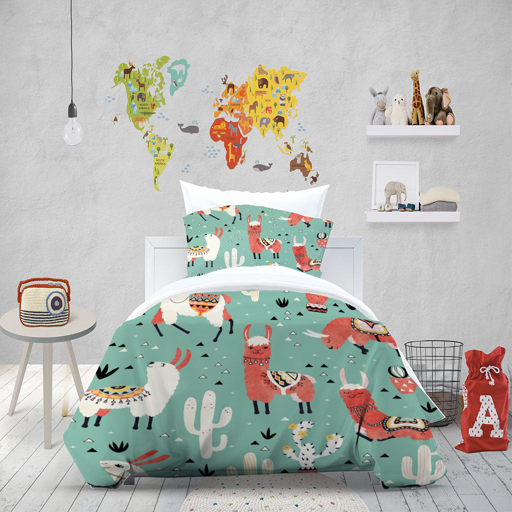 3D Alpaca Cactus Grass Triangle Quilt Cover Set Bedding Set Duvet Cover Pillowcase 1398