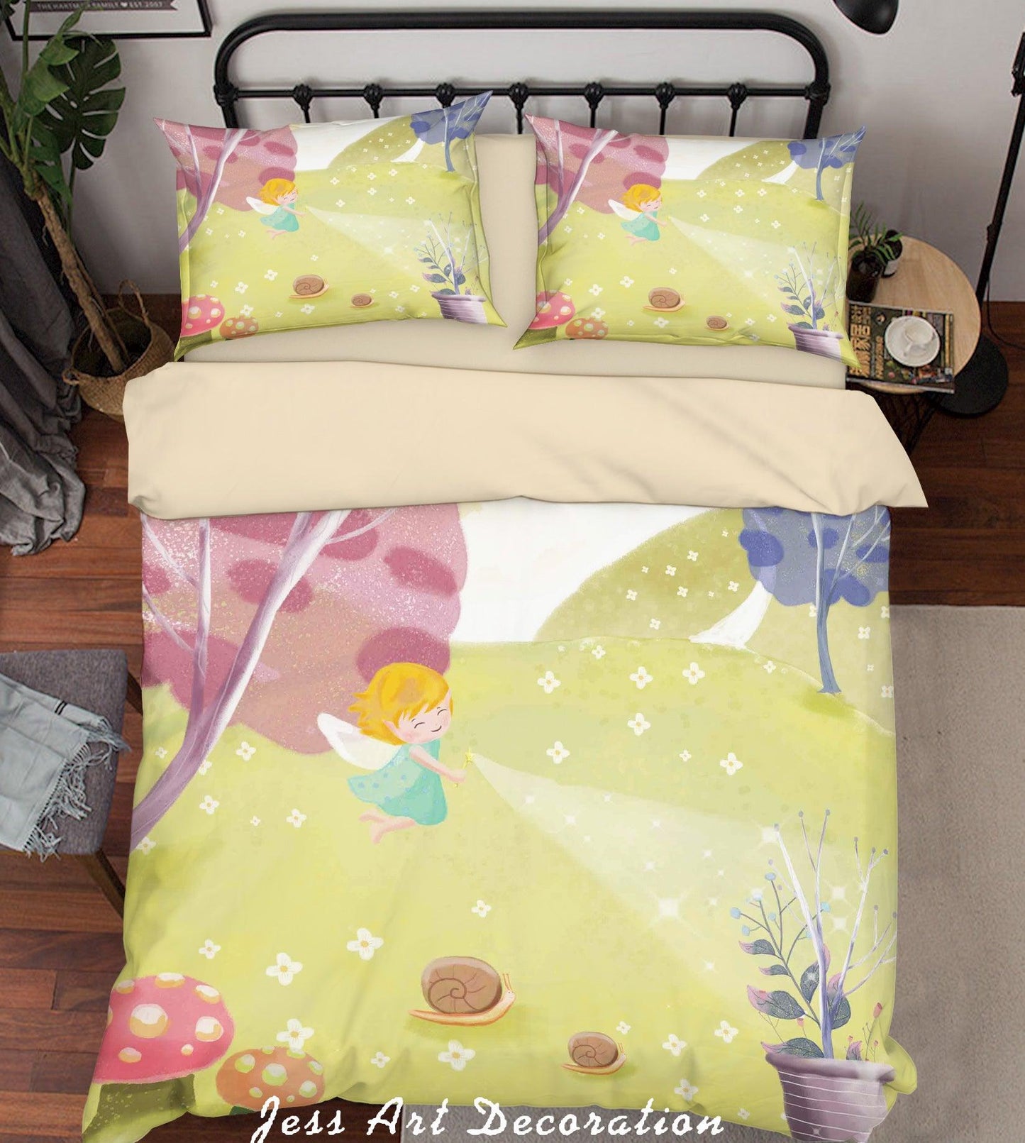 3D Cartoon Angel Girl Lawn Mushroom Quilt Cover Set Bedding Set Duvet Cover Pillowcases A601 LQH
