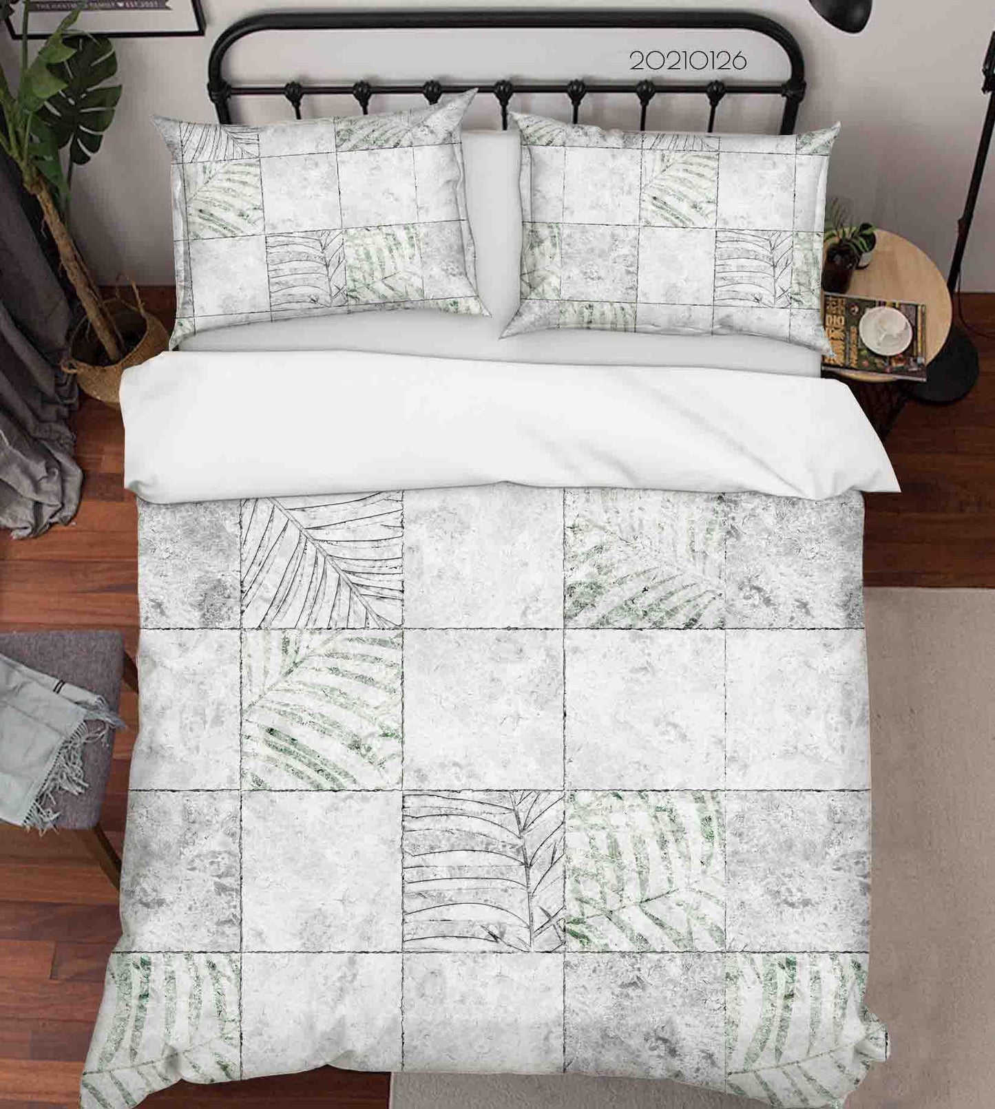 3D Abstract Marble Leaf Quilt Cover Set Bedding Set Duvet Cover Pillowcases 11