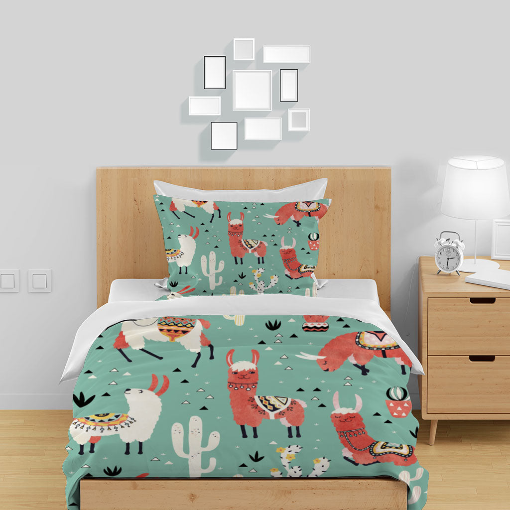 3D Alpaca Cactus Grass Triangle Quilt Cover Set Bedding Set Duvet Cover Pillowcase 1398