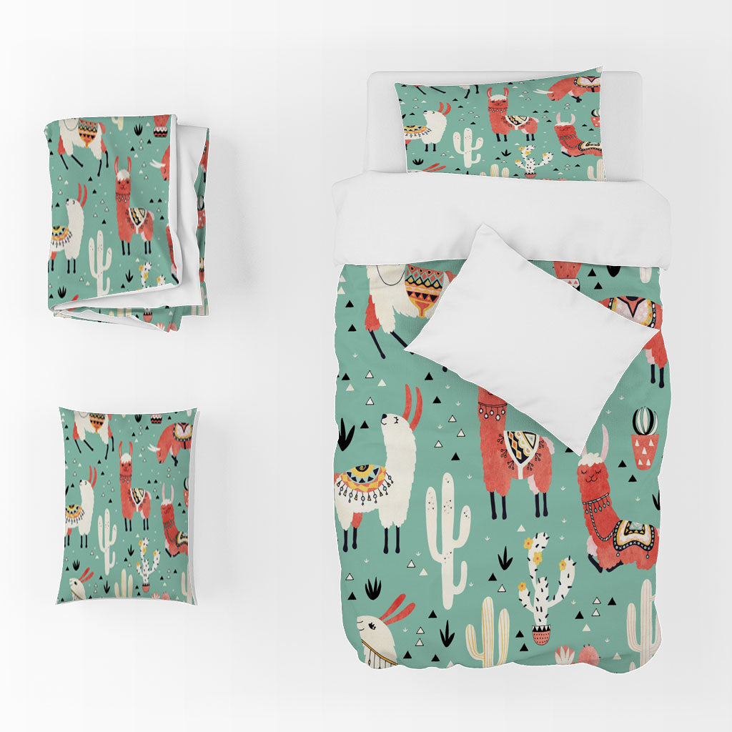 3D Alpaca Cactus Grass Triangle Quilt Cover Set Bedding Set Duvet Cover Pillowcase 1398