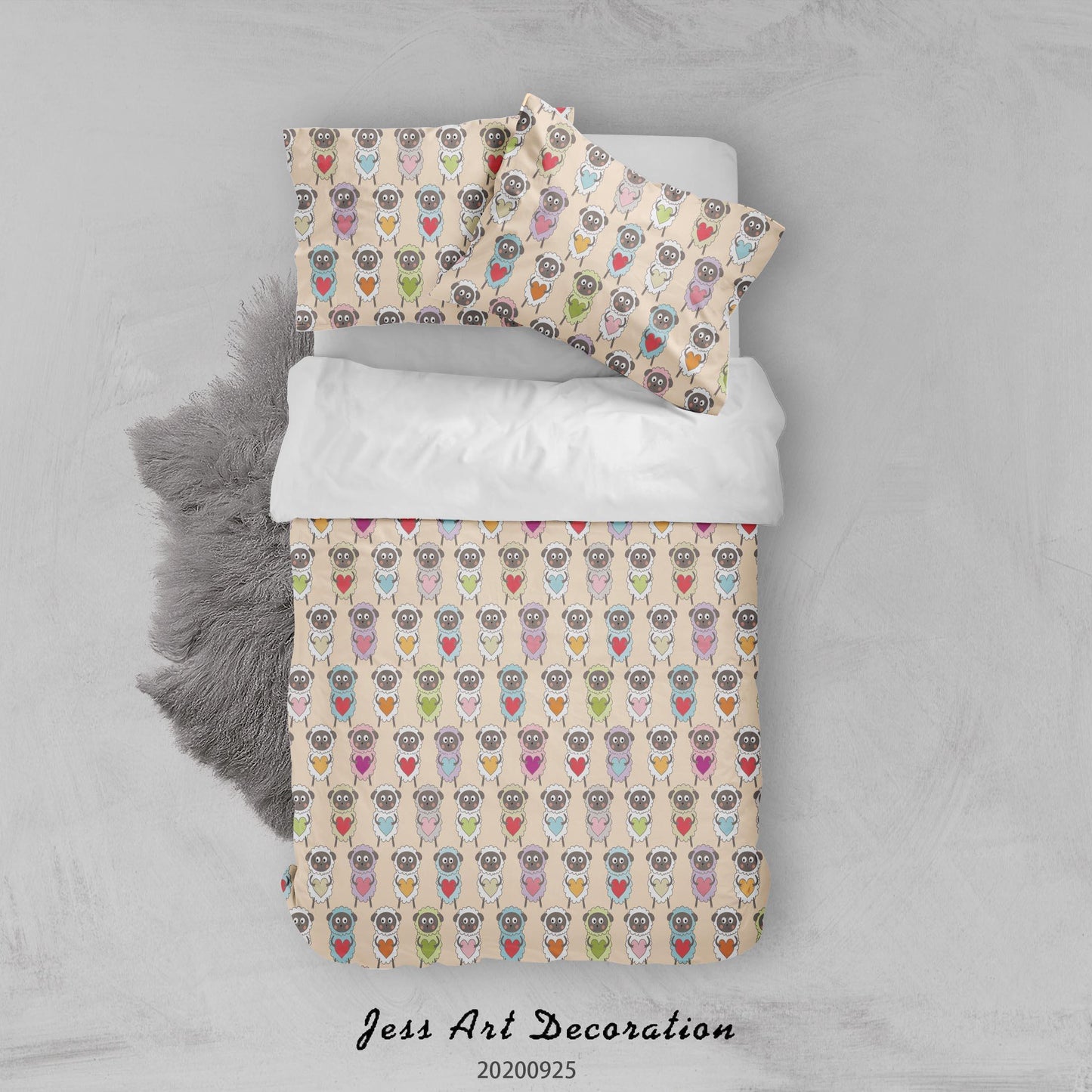 3D Cartoon Animal Sheep Pattern Quilt Cover Set Bedding Set Duvet Cover Pillowcases WJ 6467