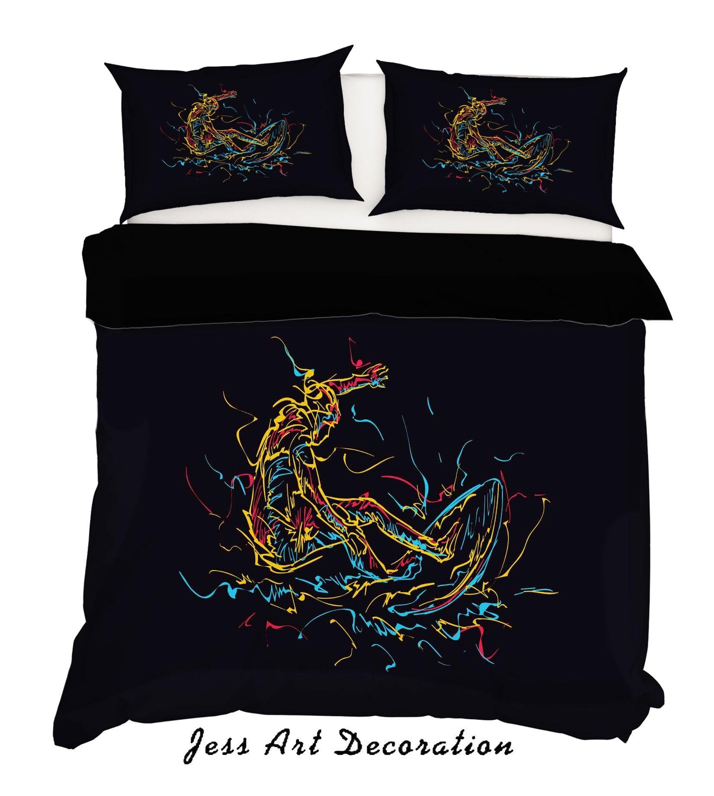3D Black Surf Quilt Cover Set Bedding Set Pillowcases 28