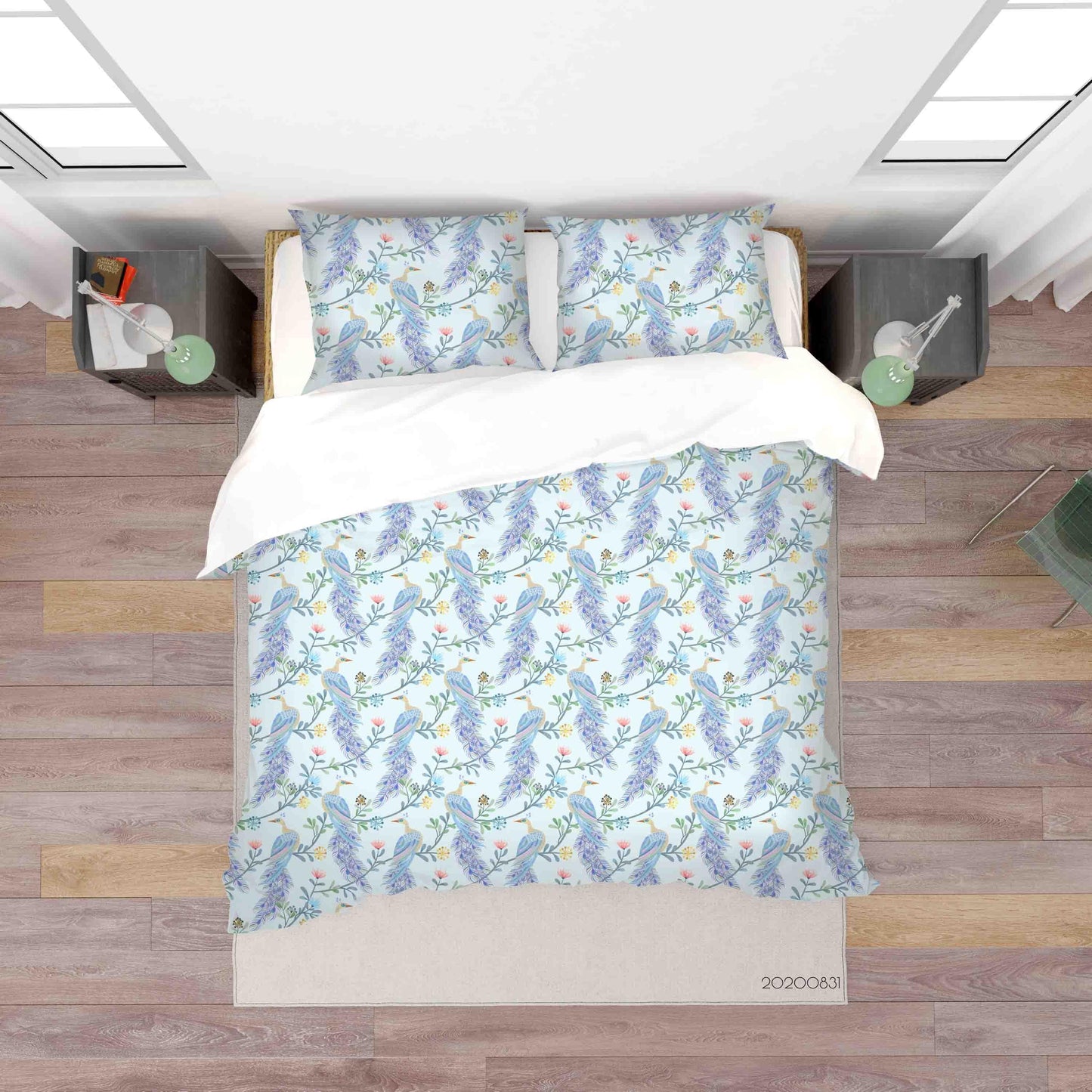 3D Beautiful Peacock Seamless Pattern Quilt Cover Set Bedding Set Duvet Cover Pillowcases WJ 3402