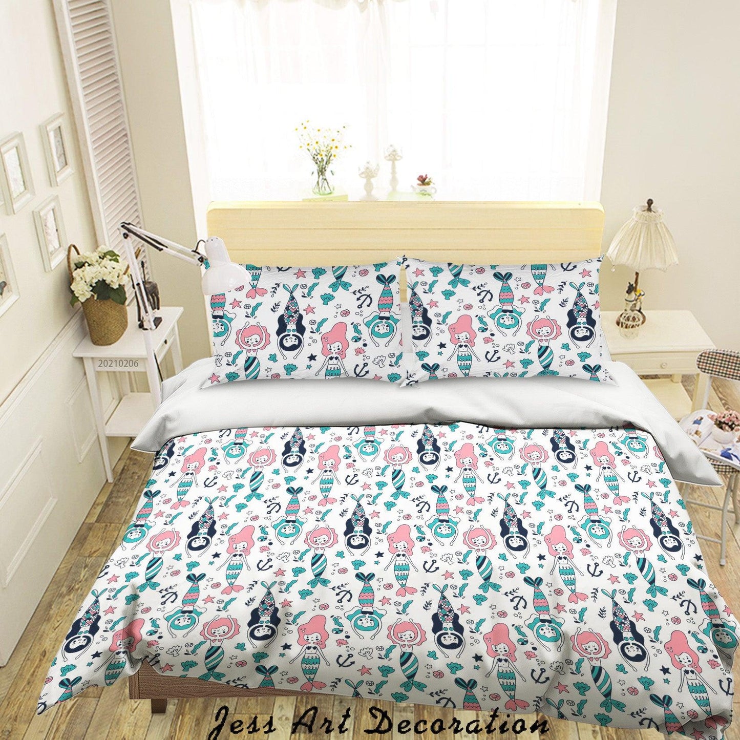 3D Cartoon Mermaid Pattern Quilt Cover Set Bedding Set Duvet Cover Pillowcases 171
