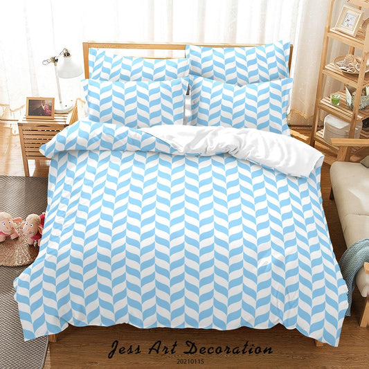 3D Abstract Blue Geometric Pattern Quilt Cover Set Bedding Set Duvet Cover Pillowcases 89