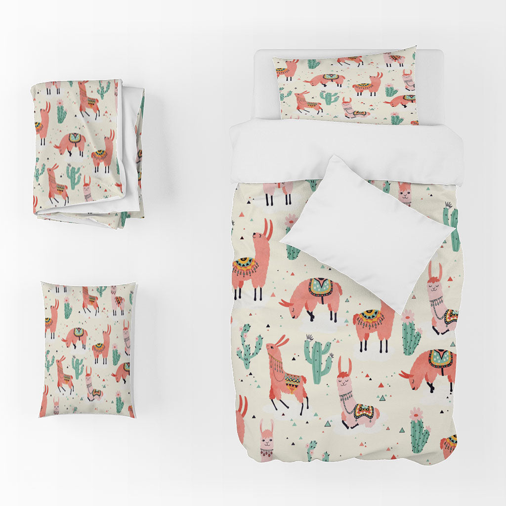 3D Alpaca Cactus Grass Triangle Quilt Cover Set Bedding Set Duvet Cover Pillowcase 1399