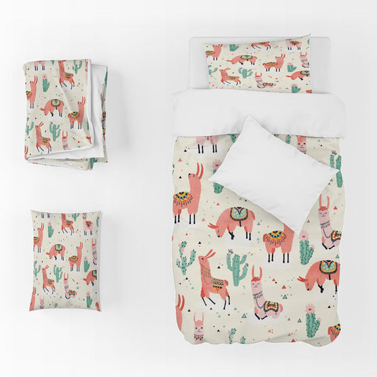 3D Alpaca Cactus Grass Triangle Quilt Cover Set Bedding Set Duvet Cover Pillowcase 1399