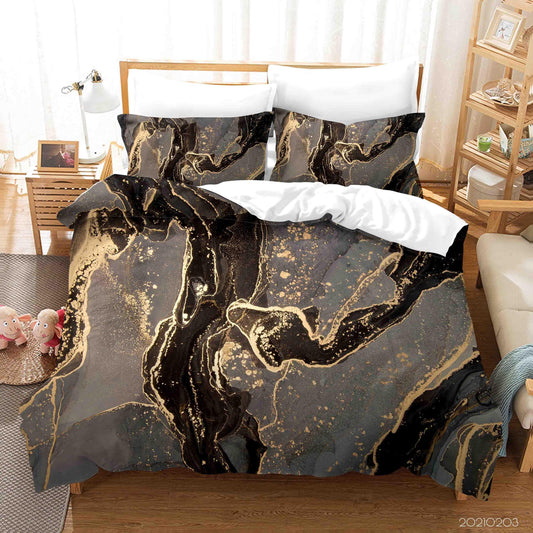 3D Abstract Golden Marble Texture Quilt Cover Set Bedding Set Duvet Cover Pillowcases 62