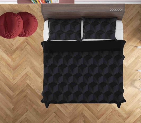3D Abstract Black Geometric Pattern Quilt Cover Set Bedding Set Duvet Cover Pillowcases 274