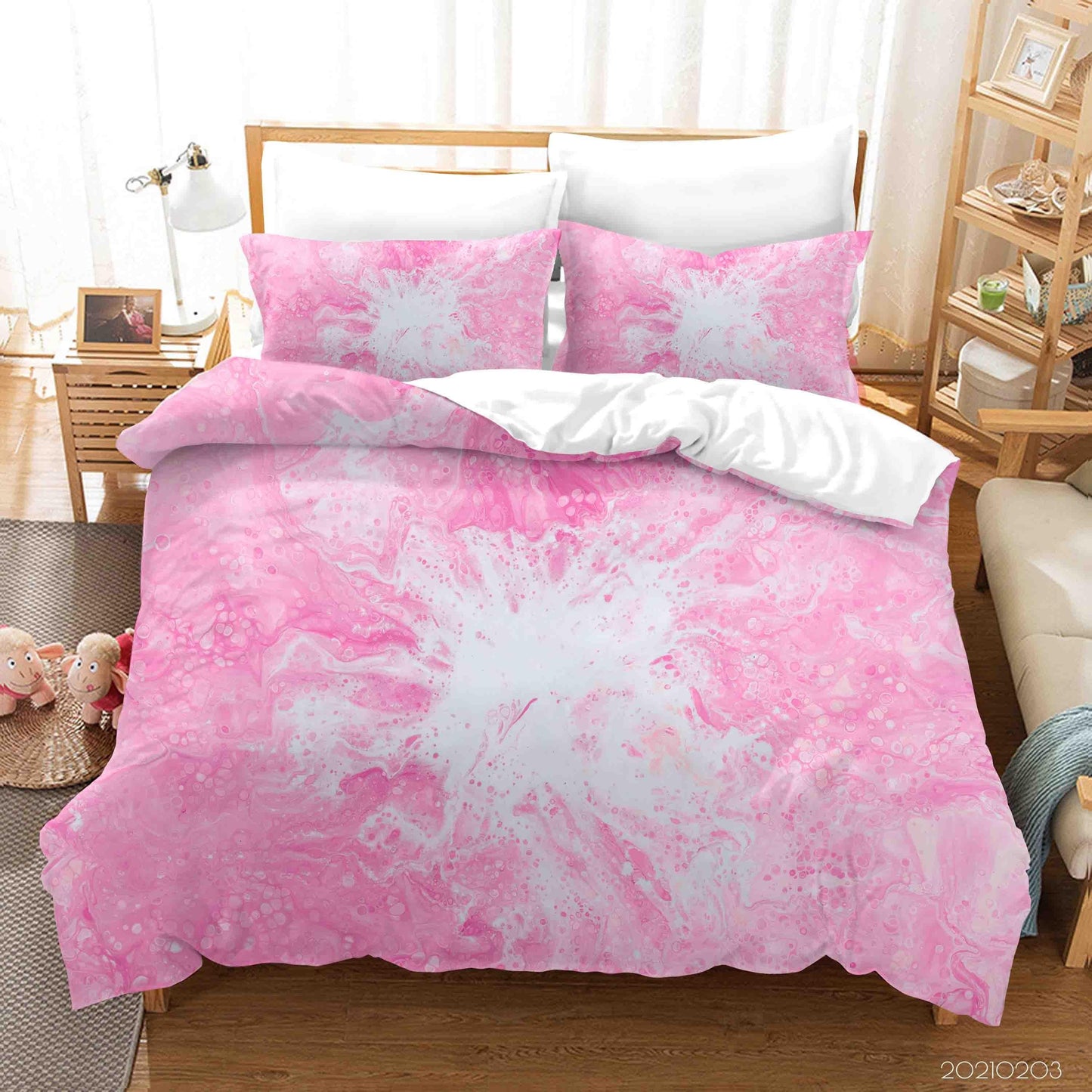 3D Abstract Pink Marble Texture Quilt Cover Set Bedding Set Duvet Cover Pillowcases 46