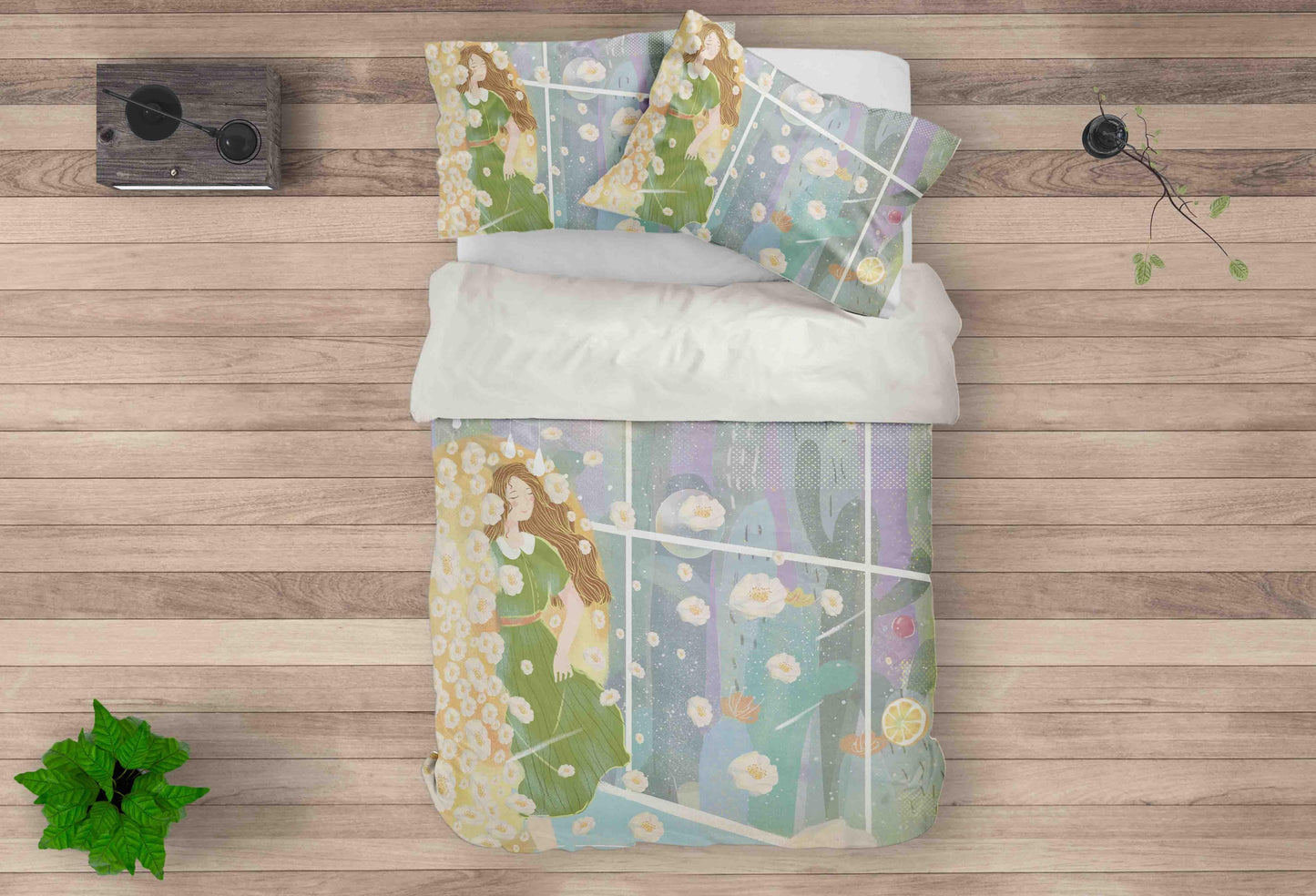 3D Cactus Girl Floral Quilt Cover Set Bedding Set Pillowcases 49