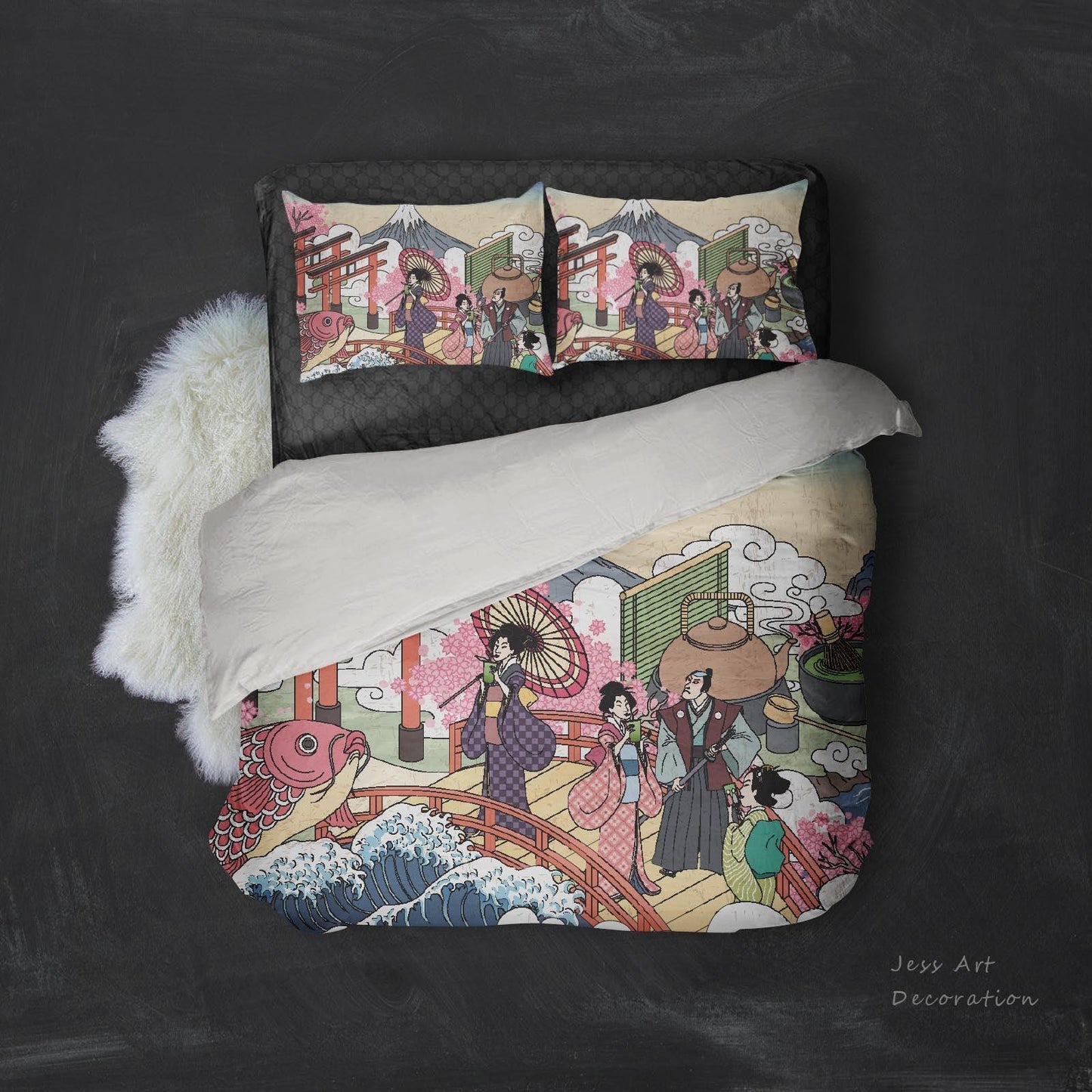 3D Cartoon Japanese Festival Quilt Cover Set Bedding Set Pillowcases 178