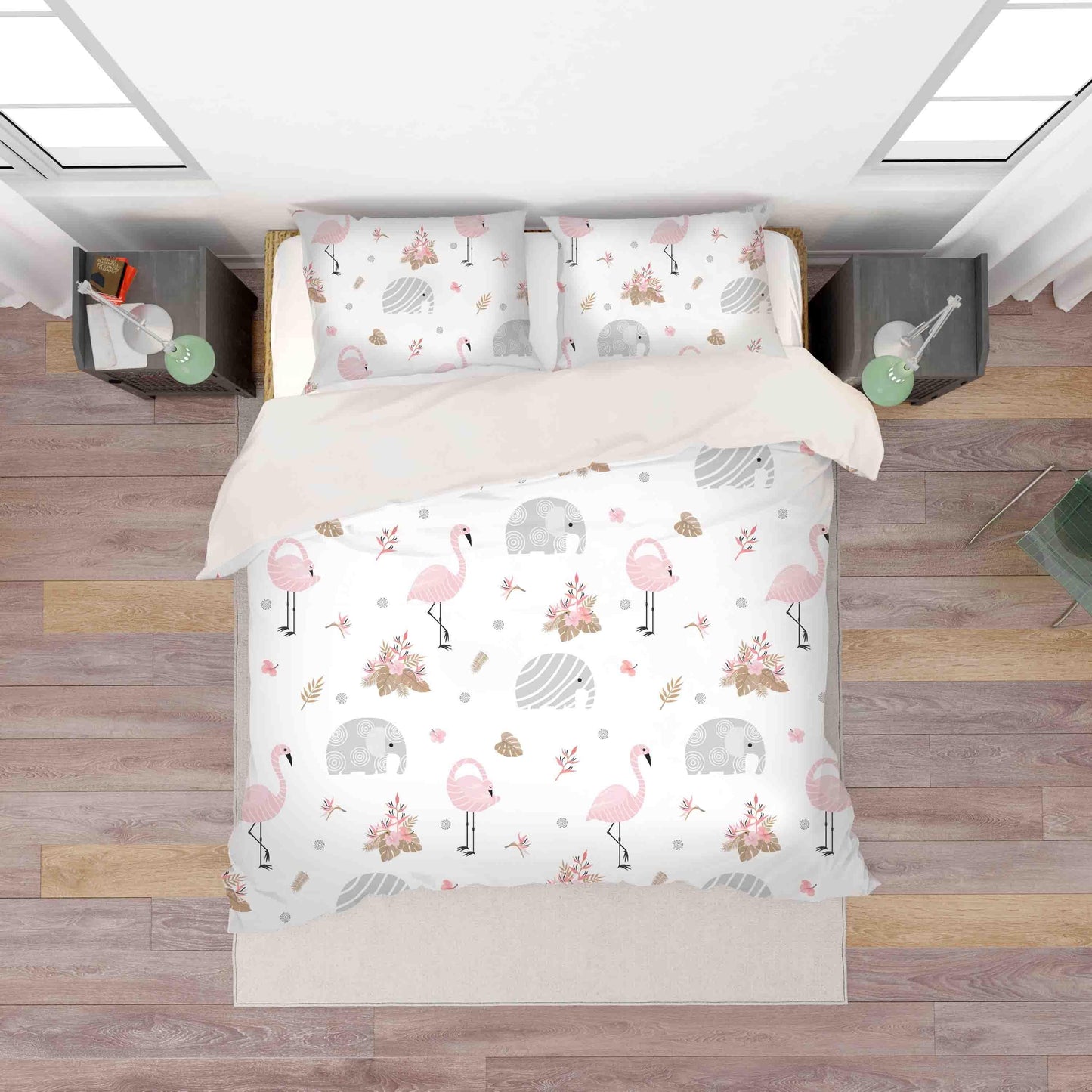 3D Cartoon Elephant Flamingo Animal Quilt Cover Set Bedding Set Duvet Cover Pillowcases LXL