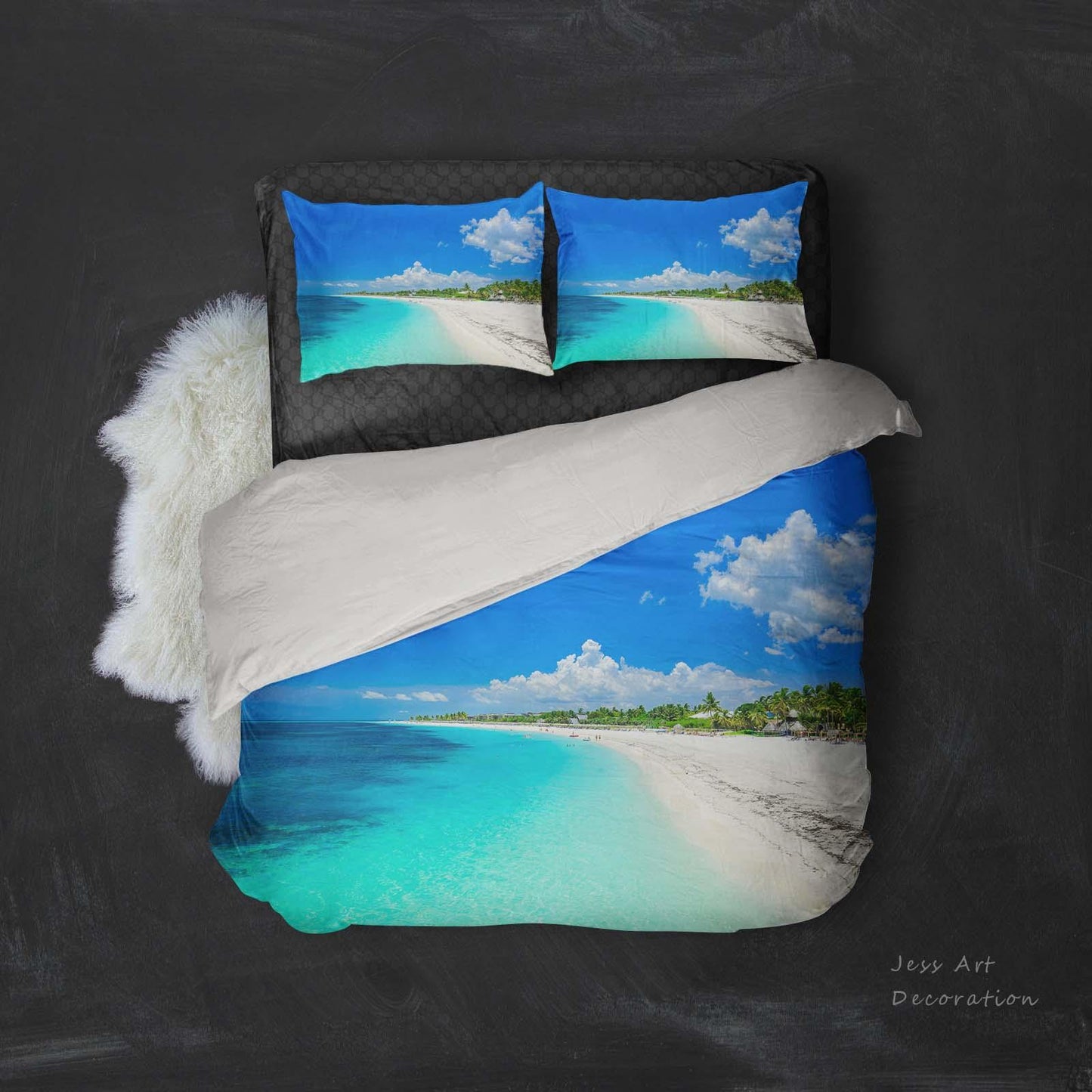 3D Beach Blue Sea Sky Quilt Cover Set Bedding Set Pillowcases 79