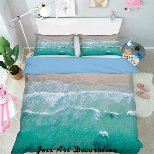 3D Blue Sea Beach Quilt Cover Set Bedding Set Pillowcases  163