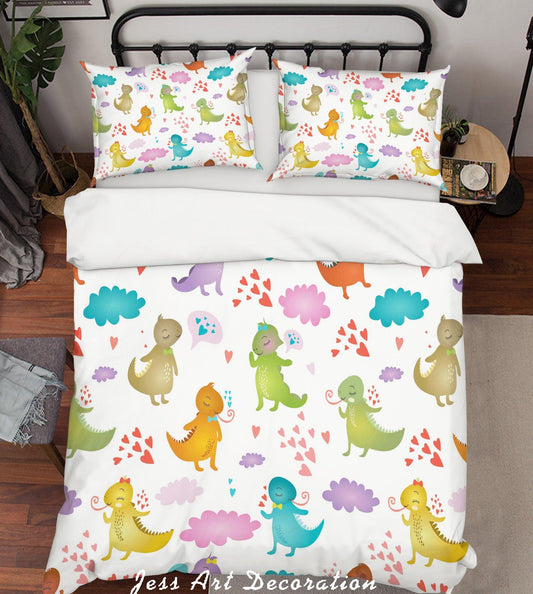 3D Cartoon Dinosaur Quilt Cover Set Bedding Set Pillowcases 1