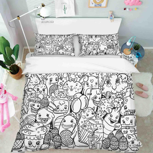 3D Abstract Monster Graffiti Quilt Cover Set Bedding Set Duvet Cover Pillowcases 18
