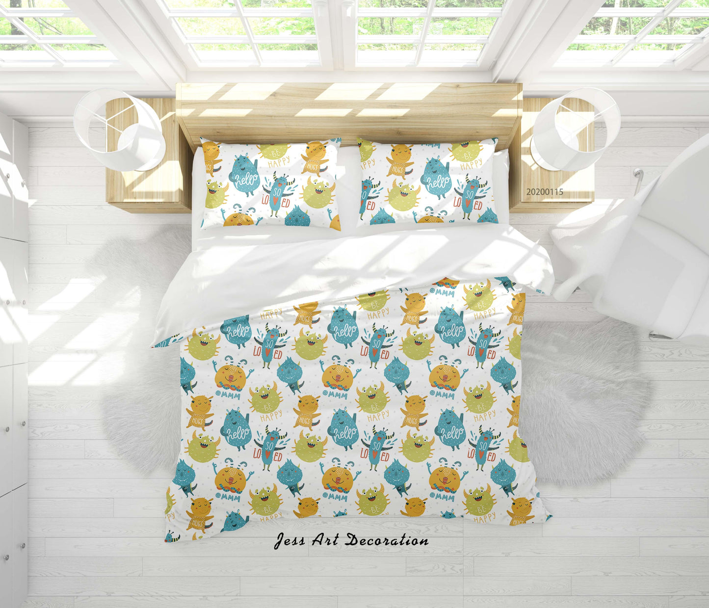 3D Cartoon Animal Monsters Pattern Quilt Cover Set Bedding Set Duvet Cover Pillowcases WJ 9611