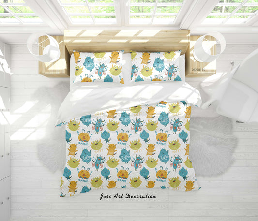 3D Cartoon Animal Monsters Pattern Quilt Cover Set Bedding Set Duvet Cover Pillowcases WJ 9611