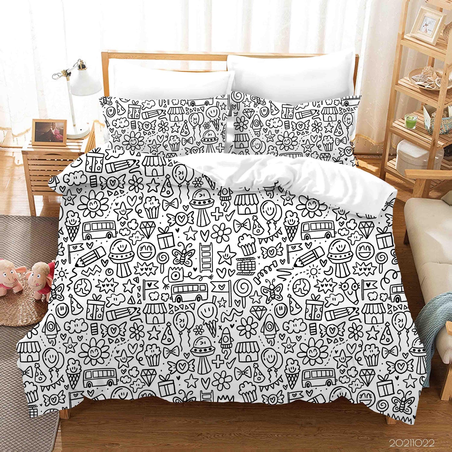 3D Art Illustration Graffiti Quilt Cover Set Bedding Set Duvet Cover Pillowcases 58