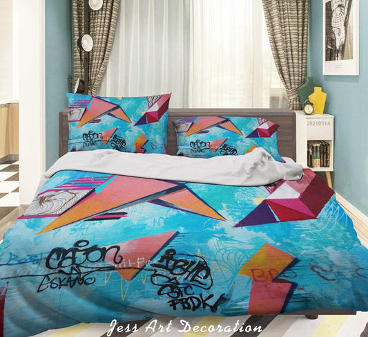 3D Abstract Colored Street Graffiti Quilt Cover Set Bedding Set Duvet Cover Pillowcases 152