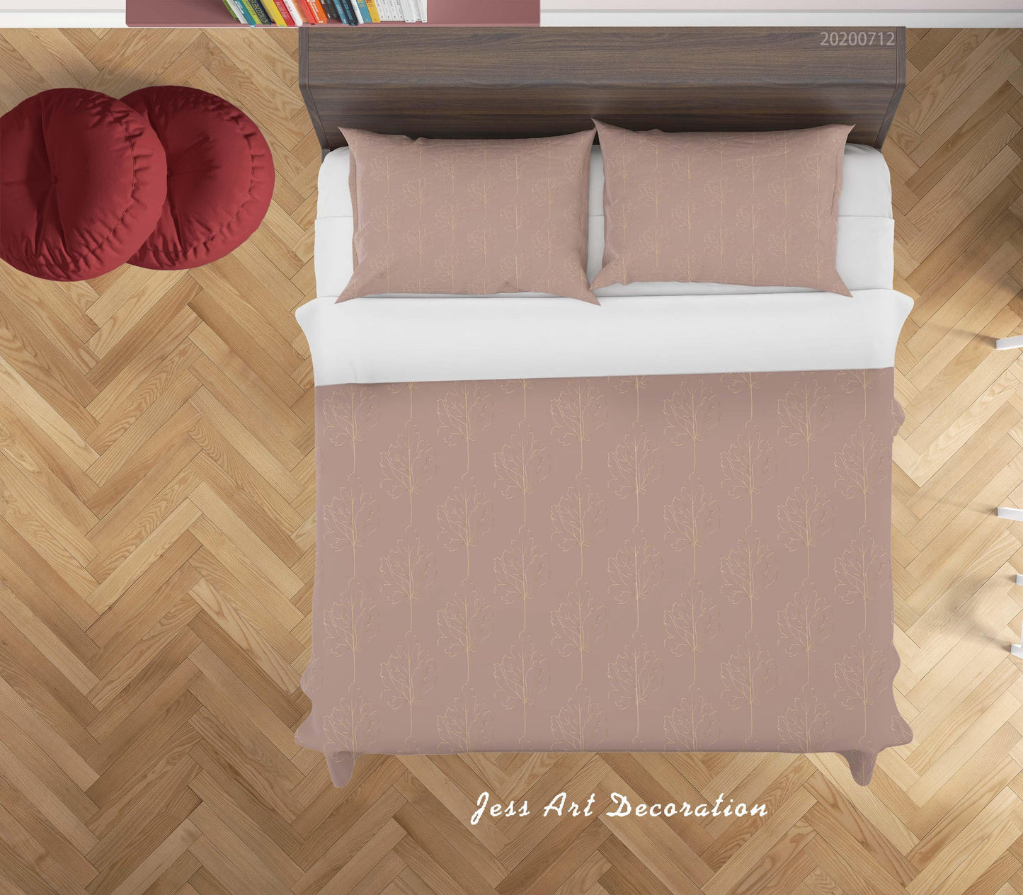 3D Abstract Vintage Pink Line Leaves Pattern Quilt Cover Set Bedding Set Duvet Cover Pillowcases WJ 4095