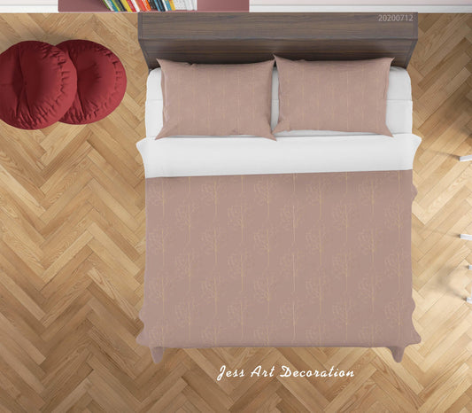 3D Abstract Vintage Pink Line Leaves Pattern Quilt Cover Set Bedding Set Duvet Cover Pillowcases WJ 4095