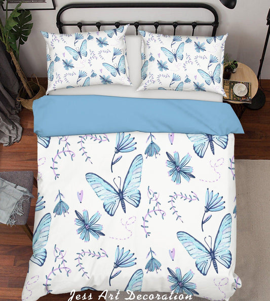 3D Blue Butterfly Quilt Cover Set Bedding Set Pillowcases 58
