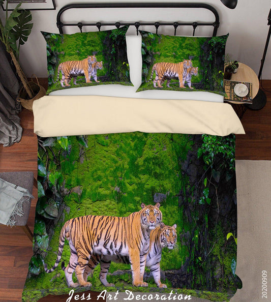 3D Beautiful Tiger Forest Nature Quilt Cover Set Bedding Set Duvet Cover Pillowcases WJ 1906