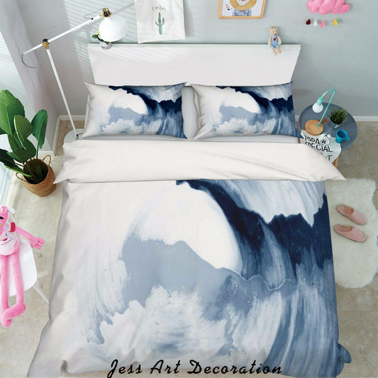 3D Abstract Blue Sea Waves Quilt Cover Set Bedding Set Pillowcases 79
