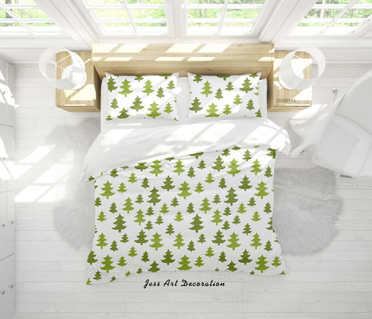3D Cartoon Green Trees Pattern Quilt Cover Set Bedding Set Duvet Cover Pillowcases WJ 9630
