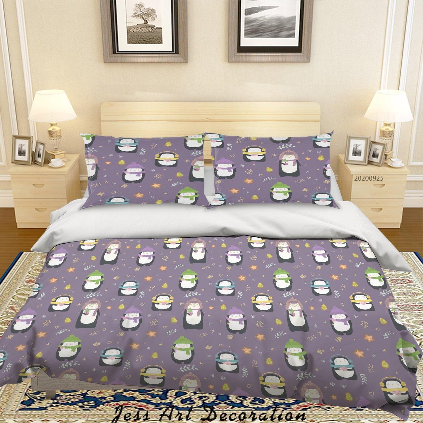 3D Cartoon Animal Penguin Pattern Quilt Cover Set Bedding Set Duvet Cover Pillowcases WJ 6437