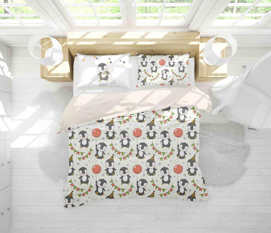 3D Cartoon Penguin Balloon Quilt Cover Set Bedding Set Pillowcases 39