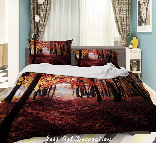 3D Autumn Forest Landscape Quilt Cover Set Bedding Set Duvet Cover Pillowcases 177 LQH