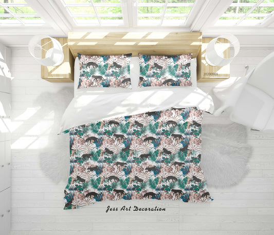 3D Cartoon Animal Abstract Leopards Pattern Quilt Cover Set Bedding Set Duvet Cover Pillowcases WJ 6078