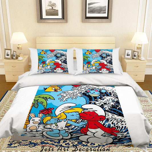 3D Cartoon Colorful Ocean Bunny Animal Quilt Cover Set Bedding Set Duvet Cover Pillowcases LXL