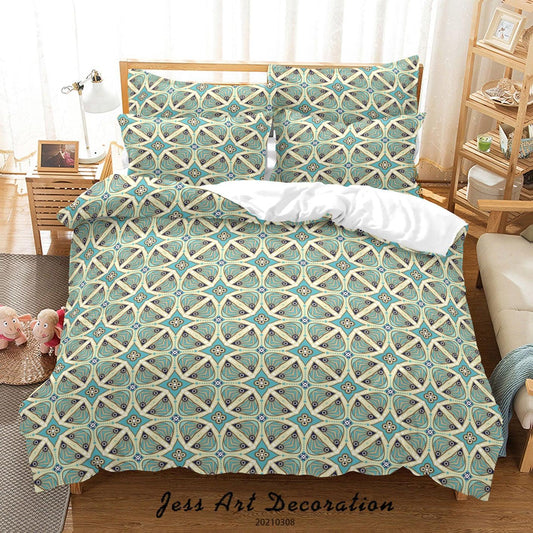 3D Abstract Blue Geometric Floral Quilt Cover Set Bedding Set Duvet Cover Pillowcases 26
