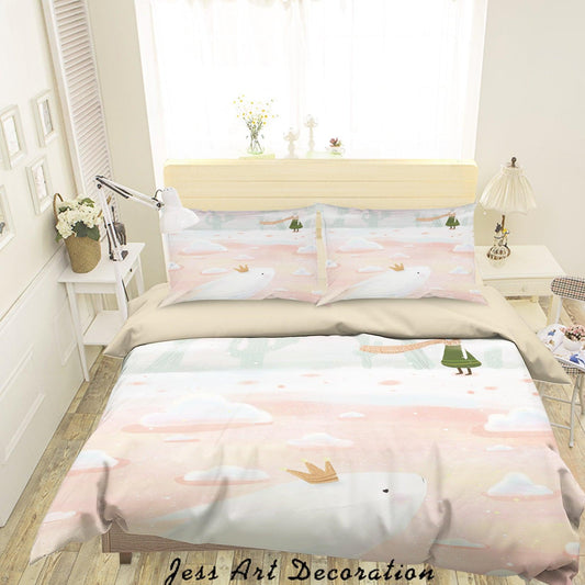 3D Cartoon Girl Cloud Pink Quilt Cover Set Bedding Set Duvet Cover Pillowcases A602 LQH