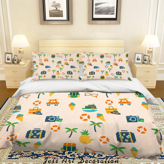 3D Cartoon Camera Boat Quilt Cover Set Bedding Set Pillowcases 46