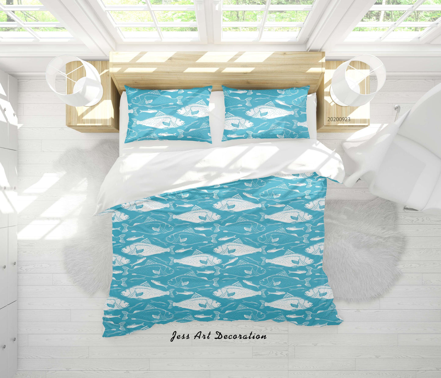 3D Aquatic Animals Fish Pattern Quilt Cover Set Bedding Set Duvet Cover Pillowcases WJ 6322