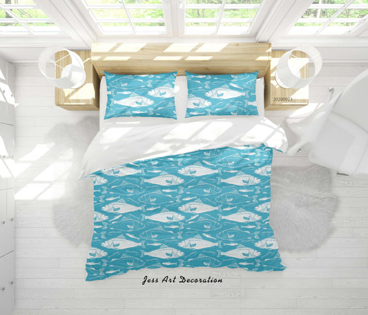 3D Aquatic Animals Fish Pattern Quilt Cover Set Bedding Set Duvet Cover Pillowcases WJ 6322